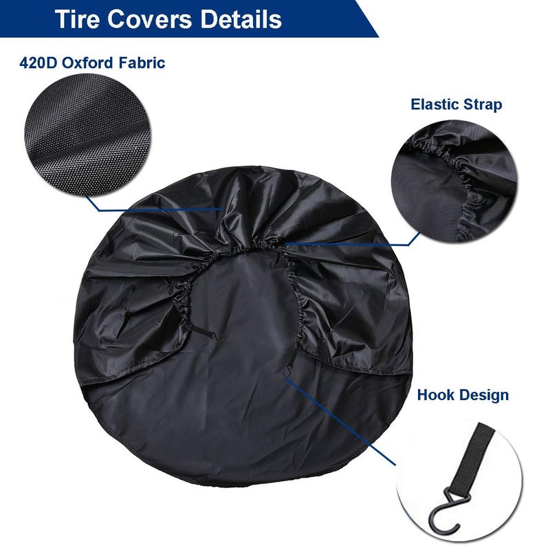 Aebitsry Tire Covers for RV Wheel, (4 Pack) Wheel Covers Waterproof Oxford Sun UV Tires Protector for Trailer, Camper,Universal Fits 24" to 32" Car Tire Diameter (Black, 27"-29") - Image 4